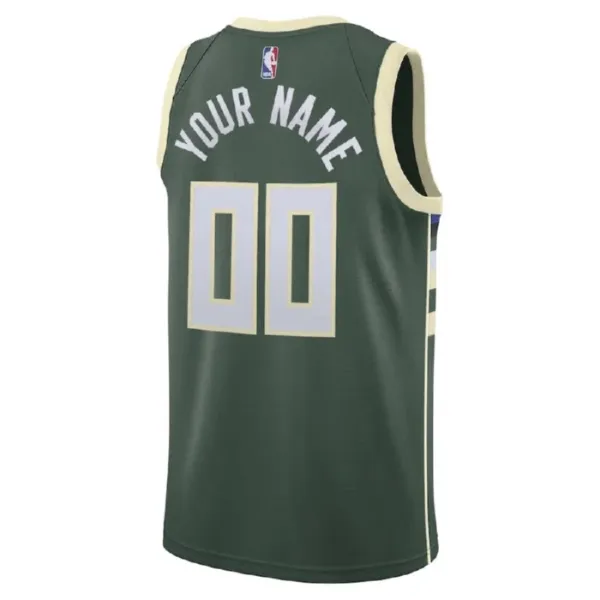 Camiseta Milwaukee Bucks Personalizada Icon Edition Verde Swingman para Hombre