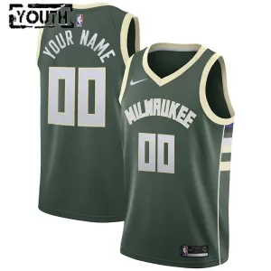 Camiseta Milwaukee Bucks Personalizada Icon Edition Verde Swingman para Niño