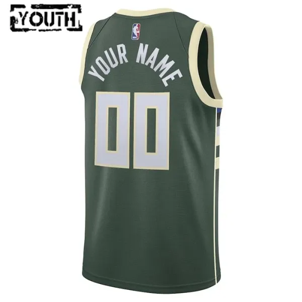 Camiseta Milwaukee Bucks Personalizada Icon Edition Verde Swingman para Niño