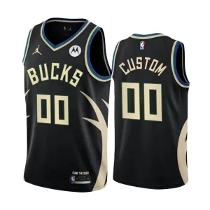 Camiseta Milwaukee Bucks Personalizada Statement Edition Negro Swingman para Hombre