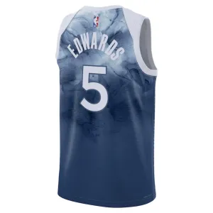 Camiseta Minnesota Timberwolves Anthony Edwards 5 City Edition 2023-24 Azul Swingman para Hombre