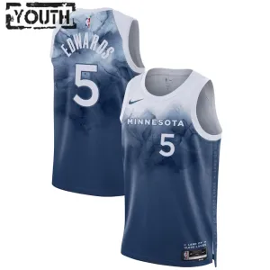 Camiseta Minnesota Timberwolves Anthony Edwards 5 City Edition 2023-24 Azul Swingman para Niño