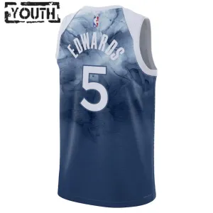 Camiseta Minnesota Timberwolves Anthony Edwards 5 City Edition 2023-24 Azul Swingman para Niño