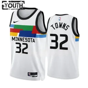 Camiseta Minnesota Timberwolves Karl Anthony Towns 32 City Edition 2022-23 Blanco Swingman para Niño Camiseta Minnesota Timberwolves Karl Anthony Towns 32 City Edition 2022-23 Blanco Swingman para Niño