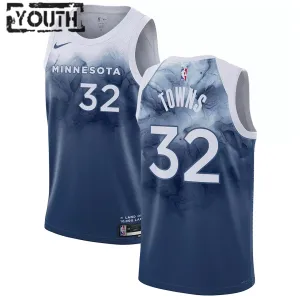 Camiseta Minnesota Timberwolves Karl Anthony Towns 32 City Edition 2023-24 Azul Swingman para Niño