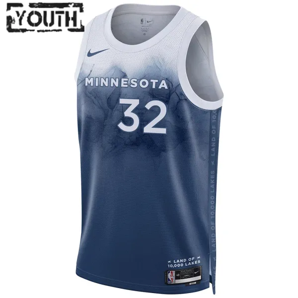 Camiseta Minnesota Timberwolves Karl Anthony Towns 32 City Edition 2023-24 Azul Swingman para Niño