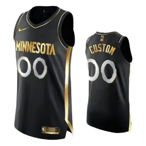 Camiseta Minnesota Timberwolves Limited Golden Edition Personalizada Negro Swingman para Hombre
