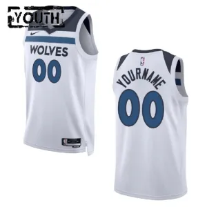 Camiseta Minnesota Timberwolves Personalizada Association Edition Blanco Swingman para Niño