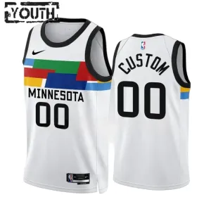 Camiseta Minnesota Timberwolves Personalizada City Edition 2022-23 Blanco Swingman para Niño