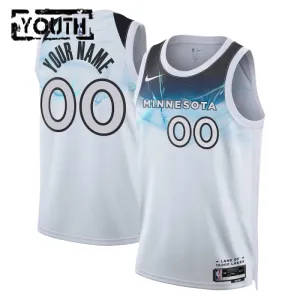 Camiseta Minnesota Timberwolves Personalizada City Edition 2024-25 Blanco Swingman para Niño