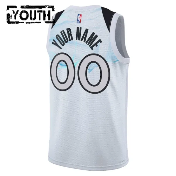 Camiseta Minnesota Timberwolves Personalizada City Edition 2024-25 Blanco Swingman para Niño