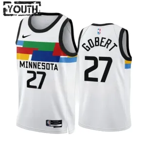 Camiseta Minnesota Timberwolves Rudy Gobert 27 City Edition 2022-23 Blanco Swingman para Niño