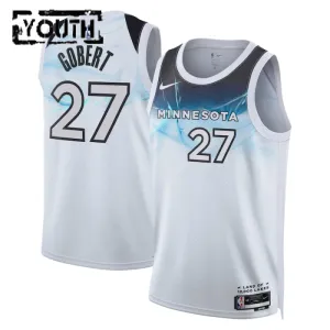 Camiseta Minnesota Timberwolves Rudy Gobert City Edition 2024-25 Blanco Swingman para Niño