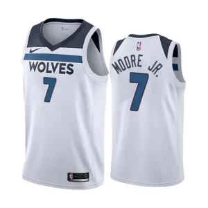 Camiseta Minnesota Timberwolves Wendell Moore JR 7 Association Edition Blanco Swingman para Hombre