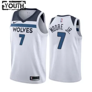 Camiseta Minnesota Timberwolves Wendell Moore JR 7 Association Edition Blanco Swingman para Niño