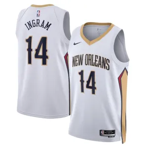 Camiseta New Orleans Pelicans Brandon Ingram 14 Association Edition Blanco Swingman para Hombre