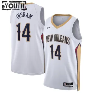 Camiseta New Orleans Pelicans Brandon Ingram 14 Association Edition Blanco Swingman para Niño