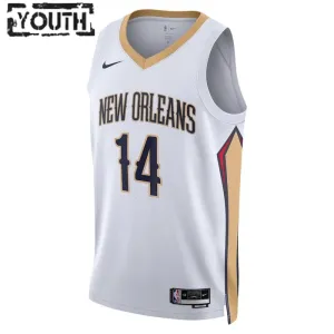 Camiseta New Orleans Pelicans Brandon Ingram 14 Association Edition Blanco Swingman para Niño
