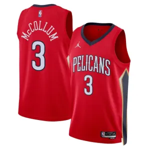 Camiseta New Orleans Pelicans CJ Mccollum 3 Statement Edition Rojo Swingman para Hombre