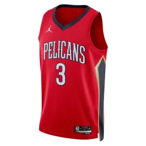 Camiseta New Orleans Pelicans CJ Mccollum 3 Statement Edition Rojo Swingman para Hombre