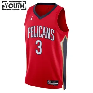 Camiseta New Orleans Pelicans CJ Mccollum 3 Statement Edition Rojo Swingman para Niño