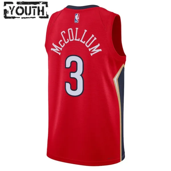 Camiseta New Orleans Pelicans CJ Mccollum 3 Statement Edition Rojo Swingman para Niño