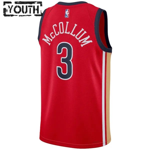 Camiseta New Orleans Pelicans CJ McCollum Statement Edition 2023-24 Rojo Swingman para Niño