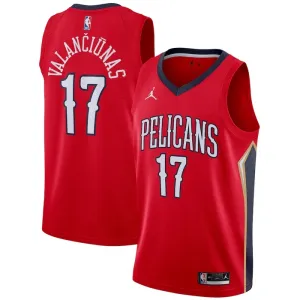 Camiseta New Orleans Pelicans jonas valanciunas 17 Statement Edition Rojo Swingman para Hombre