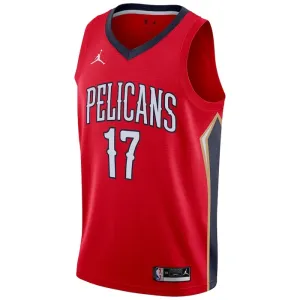 Camiseta New Orleans Pelicans jonas valanciunas 17 Statement Edition Rojo Swingman para Hombre