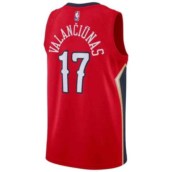 Camiseta New Orleans Pelicans jonas valanciunas 17 Statement Edition Rojo Swingman para Hombre