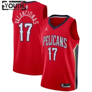 Camiseta New Orleans Pelicans jonas valanciunas 17 Statement Edition Rojo Swingman para Niño