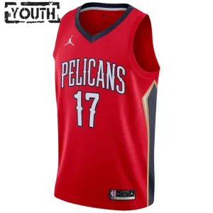 Camiseta New Orleans Pelicans jonas valanciunas 17 Statement Edition Rojo Swingman para Niño