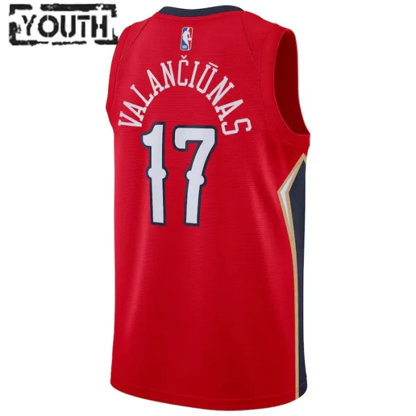 Camiseta New Orleans Pelicans jonas valanciunas 17 Statement Edition Rojo Swingman para Niño