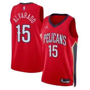 Camiseta New Orleans Pelicans Jose Alvarado 15 Statement Edition Rojo Swingman para Hombre