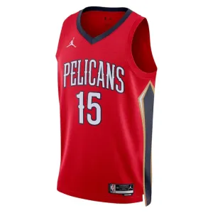 Camiseta New Orleans Pelicans Jose Alvarado 15 Statement Edition Rojo Swingman para Hombre