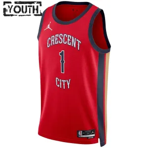 Camiseta New Orleans Pelicans Zion Williamson Statement Edition 2023-24 Rojo Swingman para Niño