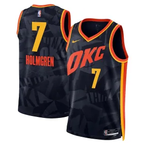 Camiseta Oklahoma City Thunder Chet Holmgren City Edition 2023-24 Negro Swingman para Hombre