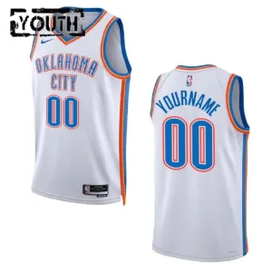 Camiseta Oklahoma City Thunder Personalizada Association Edition 2022-23 Blanco Swingman para Niño