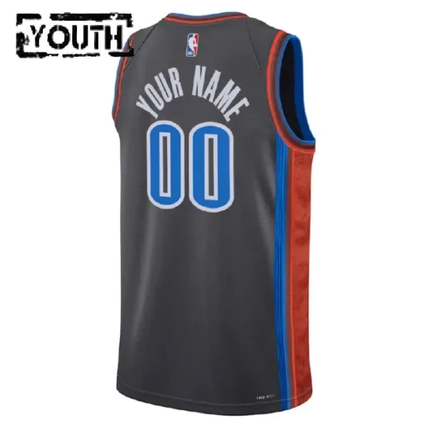 Camiseta Oklahoma City Thunder Personalizada City Edition 2022-23 Negro Swingman para Niño