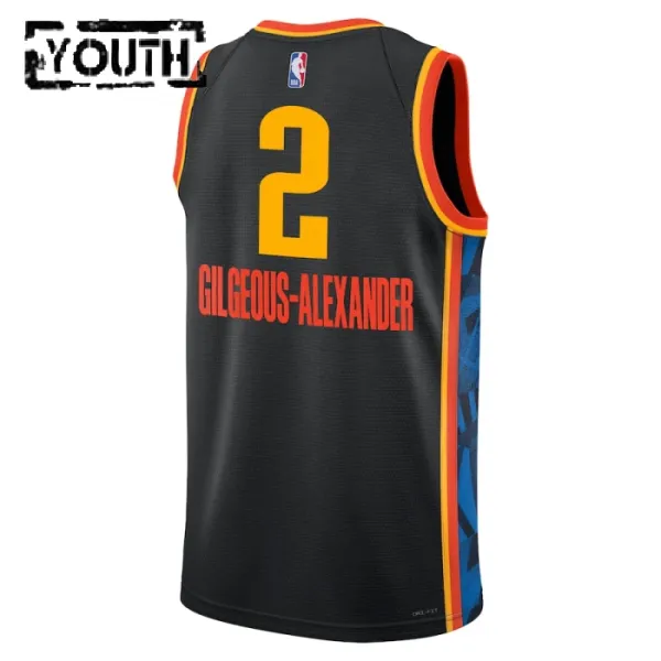 Camiseta Oklahoma City Thunder Shai Gilgeous Alexander City Edition 2024-25 Negro Swingman para Niño