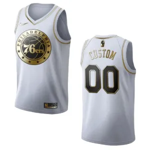 Camiseta Philadelphia 76ers Golden Edition Personalizada Blanco Swingman para Hombre