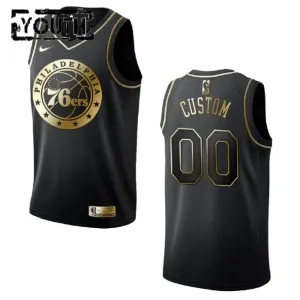 Camiseta Philadelphia 76ers Golden Edition Personalizada Negro Swingman para Niño