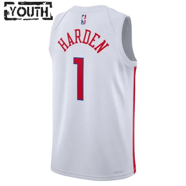 Camiseta Philadelphia 76ers James Harden 1 City Edition 2022-23 Blanco Swingman para Niño