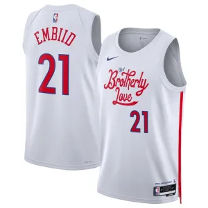 Camiseta Philadelphia 76ers Joel Embiid 21 City Edition 2022-23 Blanco Swingman para Hombre