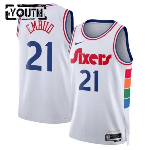 Camiseta Philadelphia 76ers Joel Embiid City Edition 2024-25 Blanco Swingman para Niño
