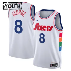 Camiseta Philadelphia 76ers Paul George City Edition 2024-25 Blanco Swingman para Niño