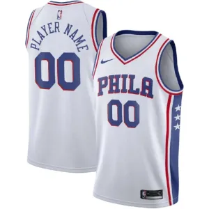 Camiseta Philadelphia 76ers Personalizada Association Edition Blanco Swingman para Hombre