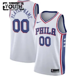 Camiseta Philadelphia 76ers Personalizada Association Edition Blanco Swingman para Niño