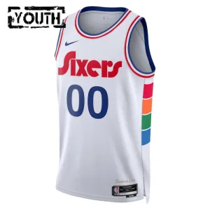 Camiseta Philadelphia 76ers Personalizada City Edition 2024-25 Blanco Swingman para Niño