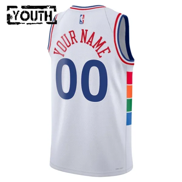Camiseta Philadelphia 76ers Personalizada City Edition 2024-25 Blanco Swingman para Niño